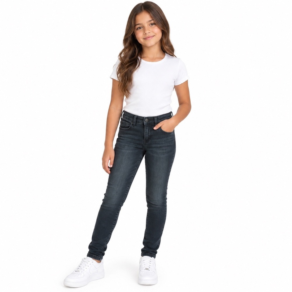 The Childrens Place Girls Skinny Jeans Size 10 Dark Wash Black Stretch Denim